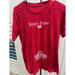 GRUNT STYLE Men's Medium Red Short Sleeve Graphic T Shirt JINGLE THESE Christmas